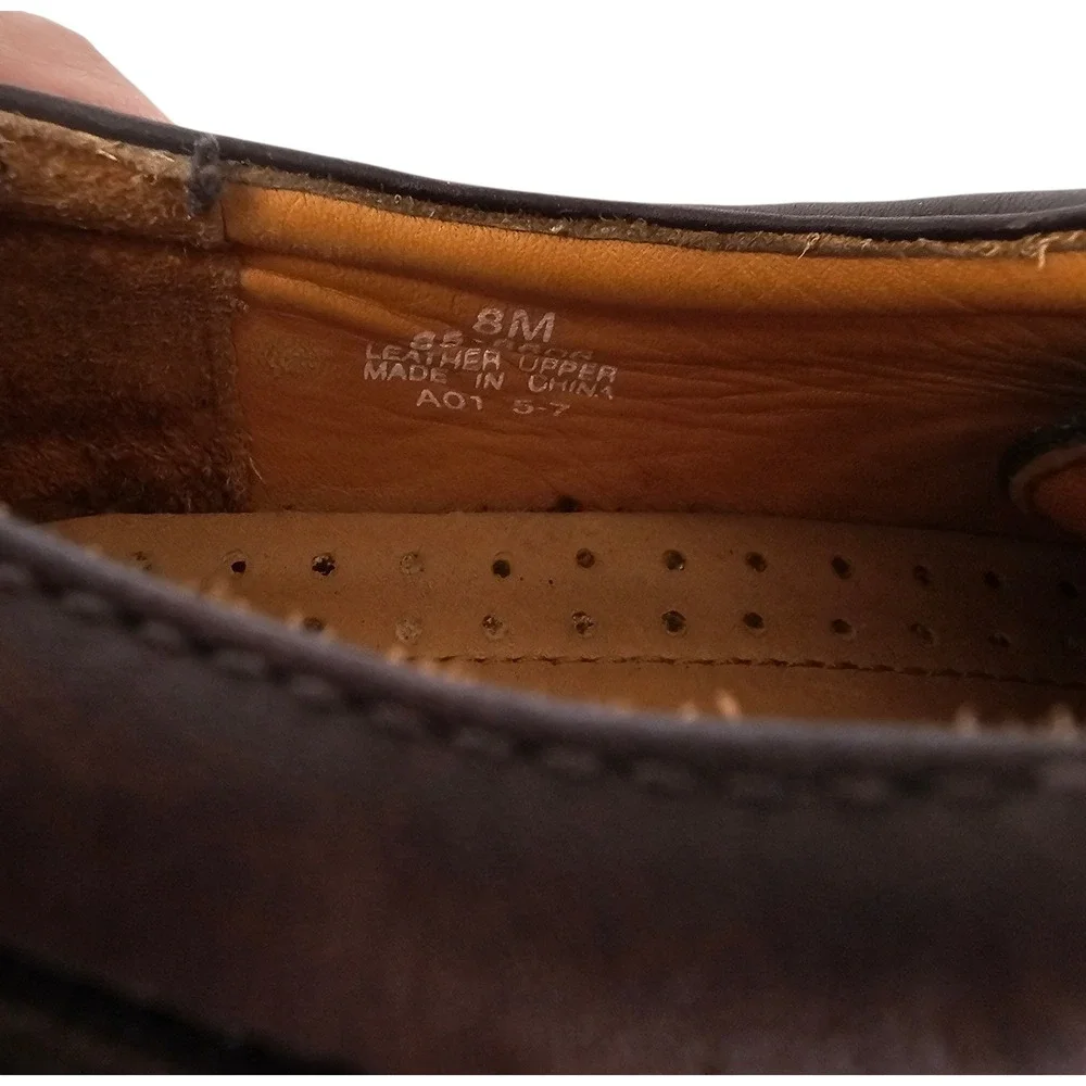 Nautica Mens Brown Leather Lace Up Lug Sole Oxford Shoes Size 8M A01‎ 5-7